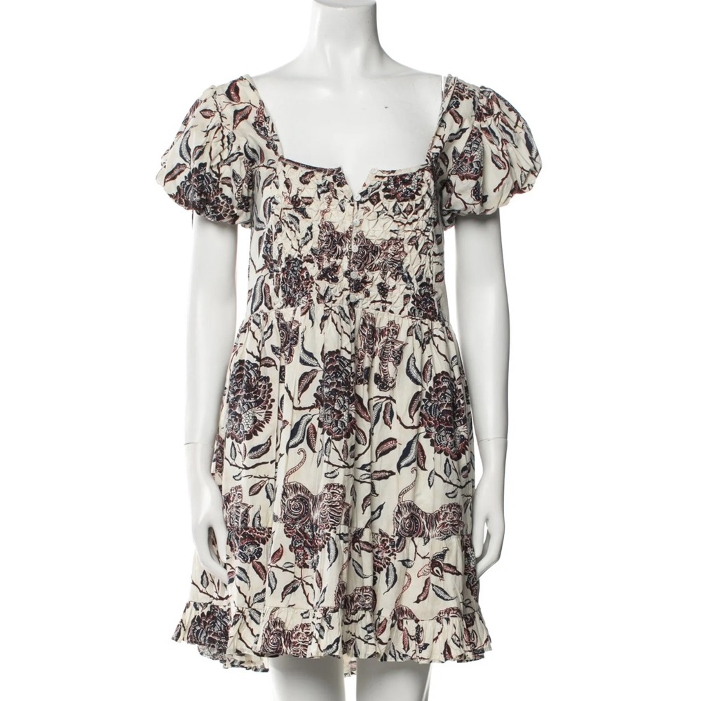 House of Harlow 1960 Cream Floral Puff Sleeve Dress